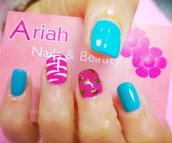 Blue and pink nail design