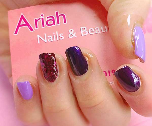 Different shades of purple nail design
