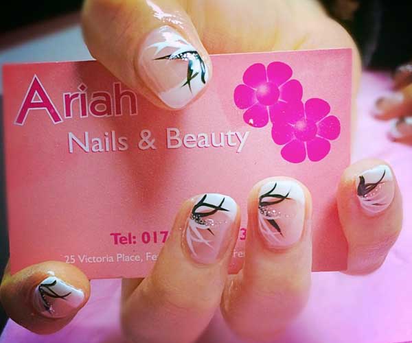 French manicure with abstract design